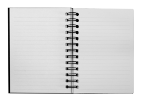 A notebook with lined paper on top of it.